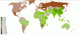  Carta 2: variazione annua percentuale del Prodotto Interno Lordo nei singoli paesi nel 2009