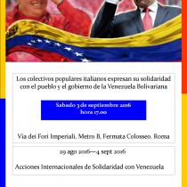 Con il Venezuela bolivariano: sabato 3 settembre manifestazione a Roma