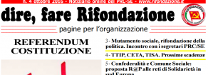 Uscito il nuovo numero  di “dire fare Rifondazione”