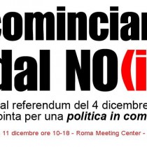 Ricominciamo dal NO(i) per una politica in comune – domenica 11 dicembre a Roma