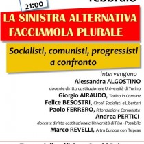 Sinistra plurale. Iniziativa unitaria a Torino mercoledì 15 febbraio
