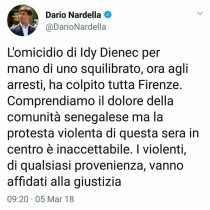 Firenze, il nostro cordoglio alla famiglia di Idy Diene. Sindaco Nardella, una vita non vale una fioriera