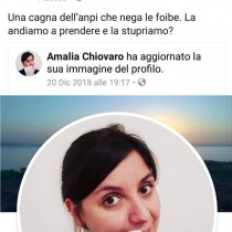 Hate speech, solidarietà alla nostra compagna Amalia Chiovaro