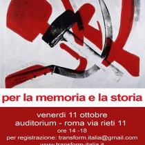 Per il rispetto della memoria e della storia. 11 ottobre iniziativa pubblica a Roma