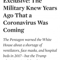 Coronavirus: il Pentagono aveva avvertito Trump nel 2017, rivela The Nation