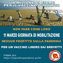 Rifondazione Comunista: Draghi da che parti stai? 11 marzo giornata per il diritto di tutte/i al vaccino