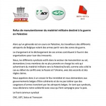 Acerbo (PRC-UP): i sindacati in Belgio decidono stop armi per guerre in Palestina e Ucraina. Esempio da seguire