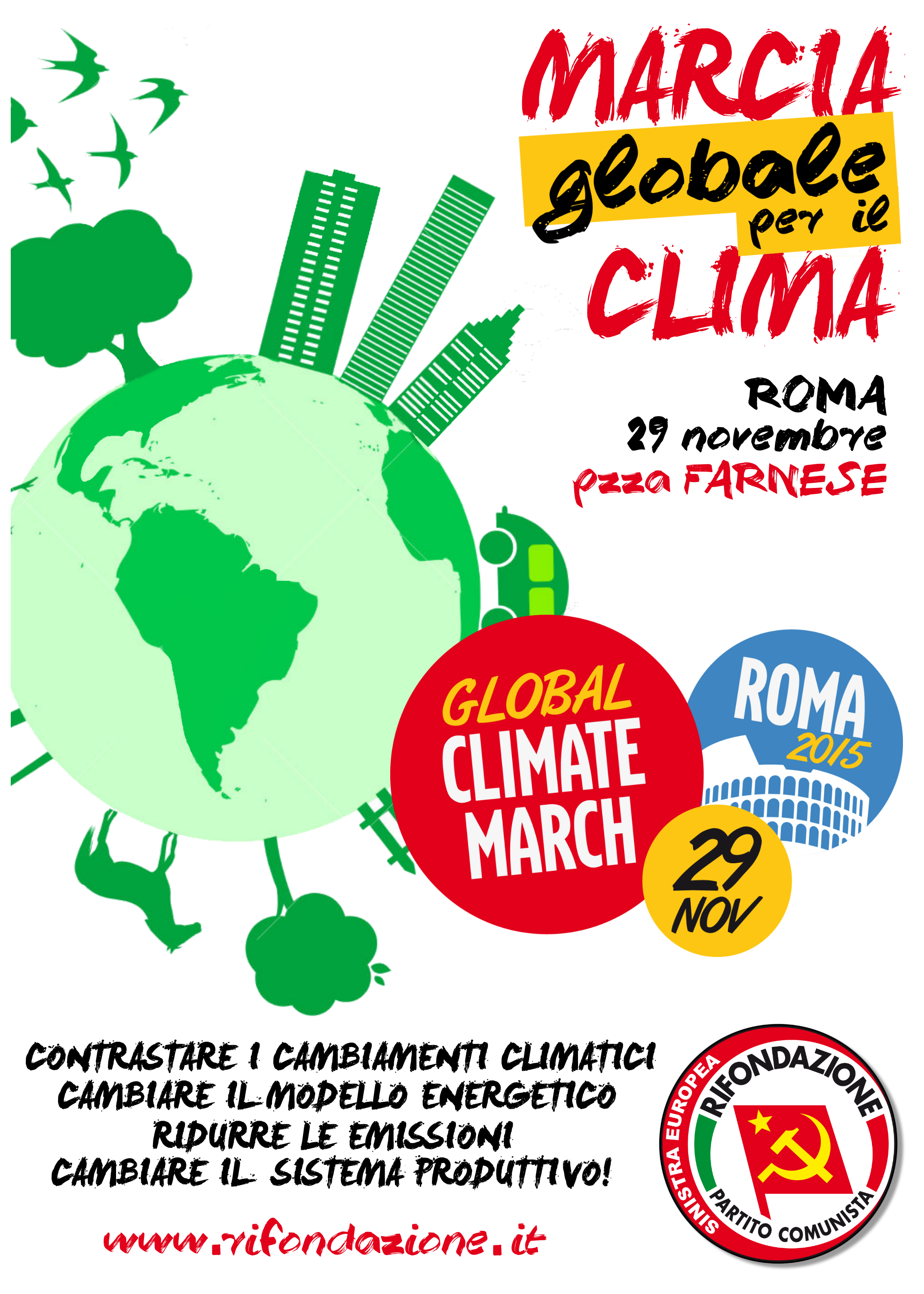Ambiente, Rifondazione alla Marcia globale per il Clima e verso Cop21
