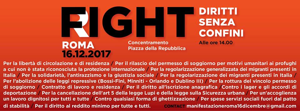 Sabato alla manifestazione Fight/Right Diritti senza confini, a Roma, per dire stop alla guerra tra poveri: vogliamo accoglienza e reddito minimo